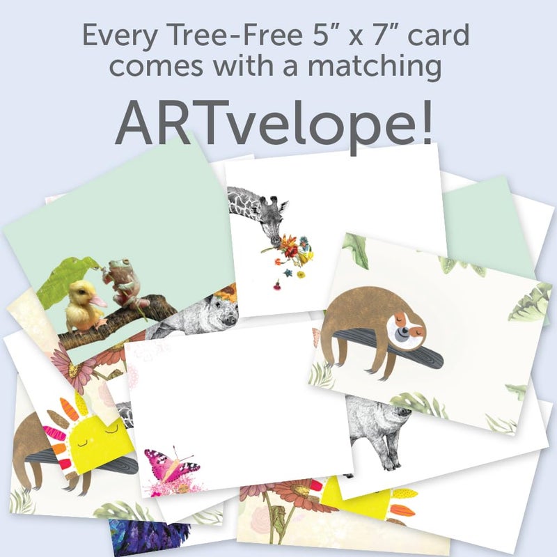 Tree-Free Greetings - Birthday Cards - Artful Designs - 8 Cards + Matching Envelopes - Made in USA - 100% Recycled Paper - 5"x7" - Thinking of You, Friendship, All Occasion, Thank You, Birthday (AGA1139) - Image 2